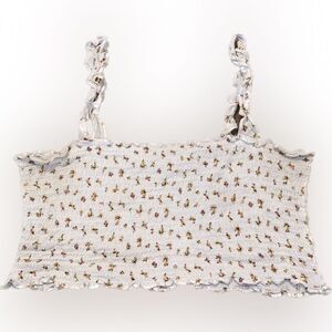 The Impeccable Pig Sleeveless Floral Ruffled Cropped Tube Top Women’s Medium